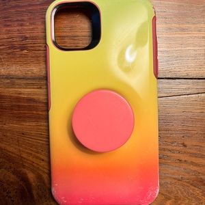 Otter box x Pop Socket case pink/yellow iPhone 8